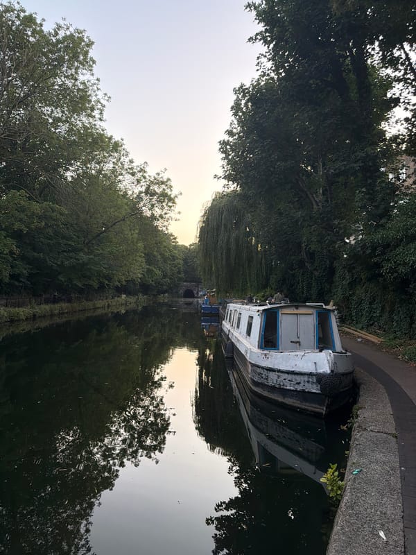 Still evening light on a London canal