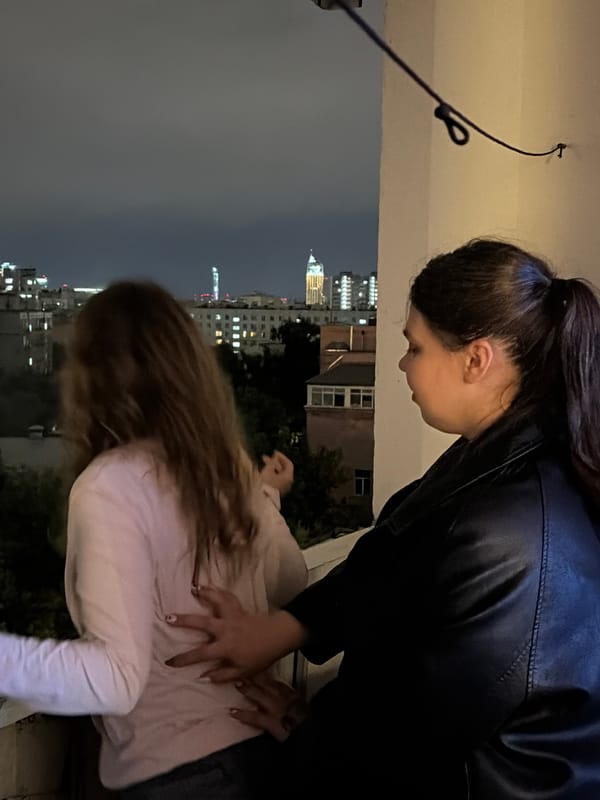 Balcony night views over the Moscow skyline