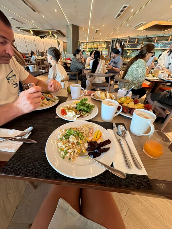 Shared meal spread at a Bang Muang restaurant