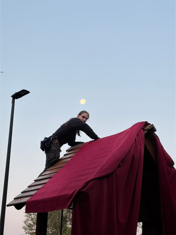 Outdoor art installation and setup underway in Moscow park