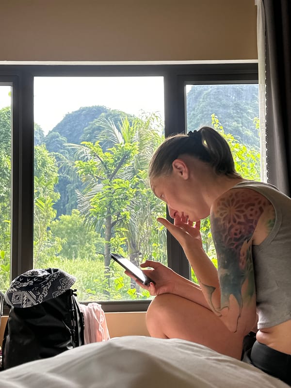 Hotel room morning in Nam Hoa Lư Ward with mountain views