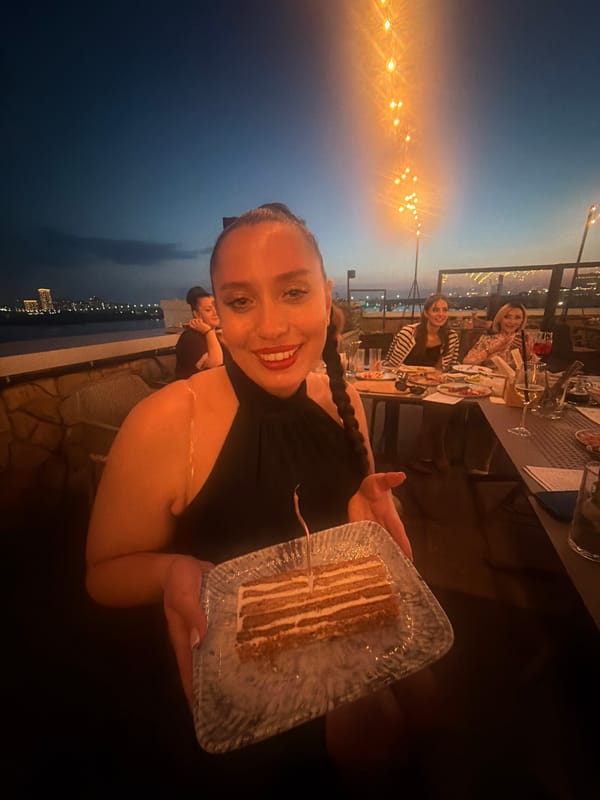 Rooftop dinner party at dusk in Novosibirsk