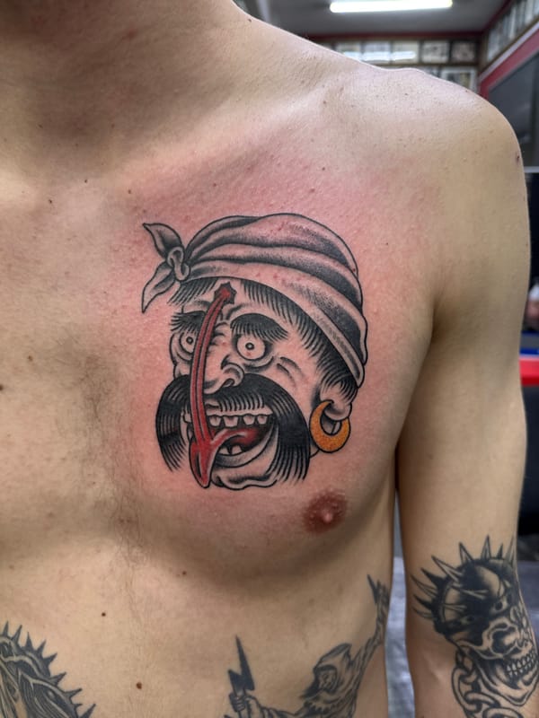 Tattoo sightings documented in Moscow featuring monster and knight designs