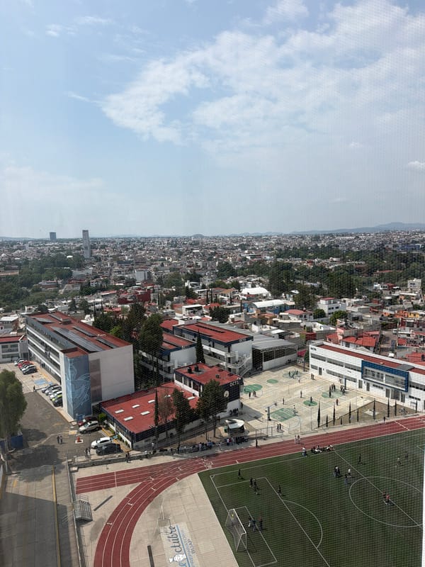 Aerial views capture school campus in Tlaxcalancingo, Mexico