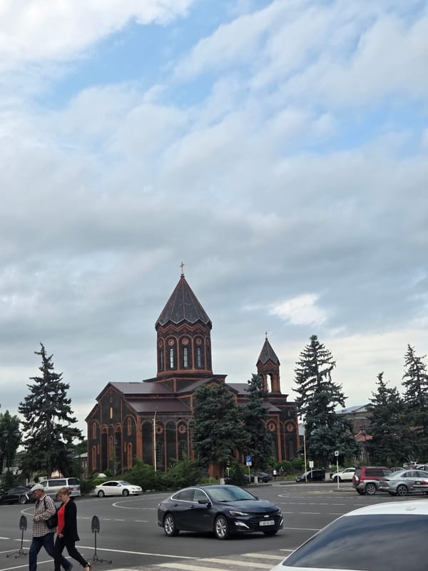 Gyumri's city center: church, gallery, jazz hotel, and promenade