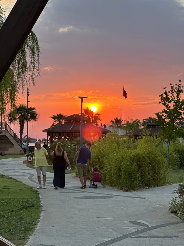 Daily life scenes captured across Fethiye during sunset hours