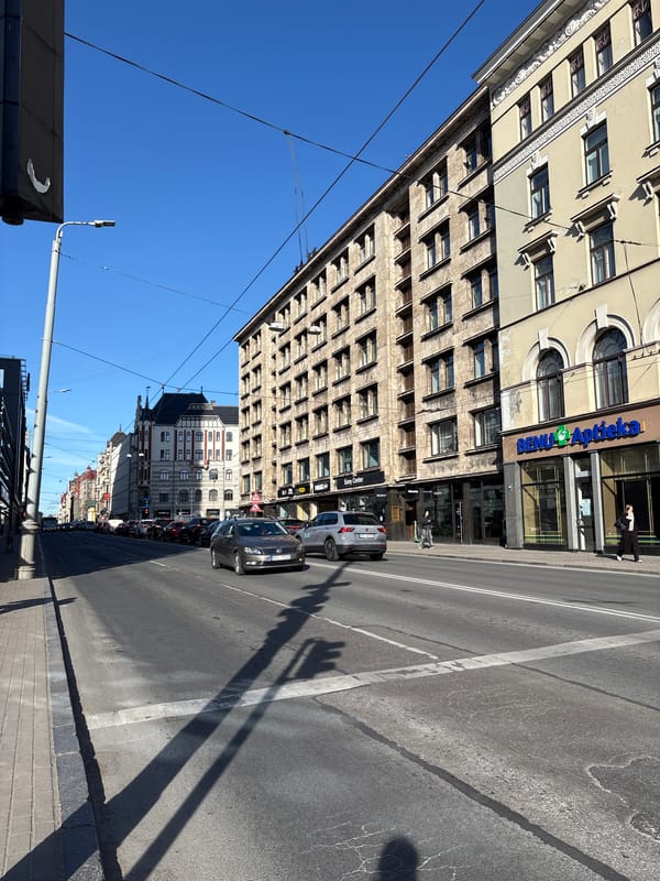 Walking tour documented through Riga's streets and shopping centers