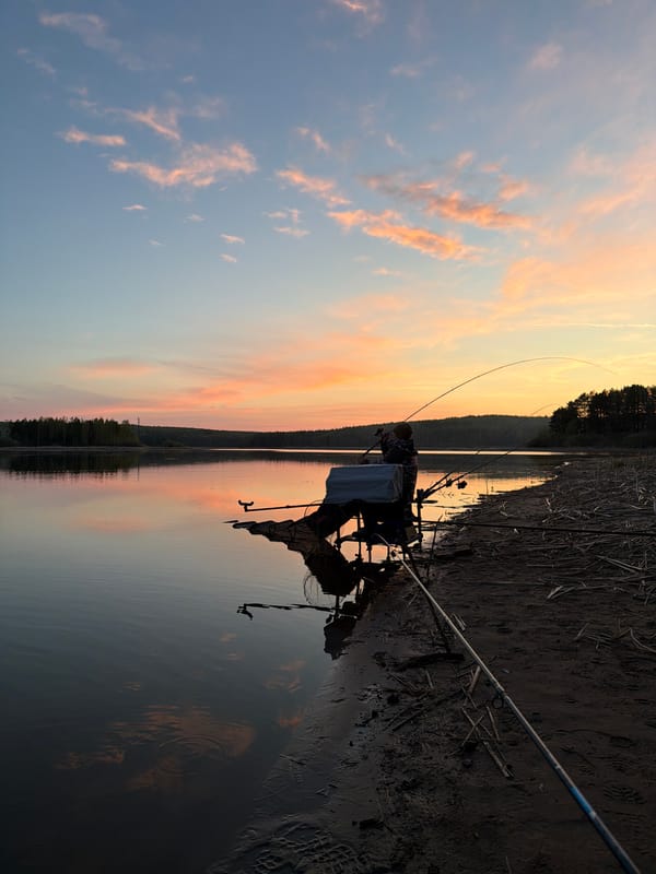 Sunset fishing session observed in Chaykovsky, Russia