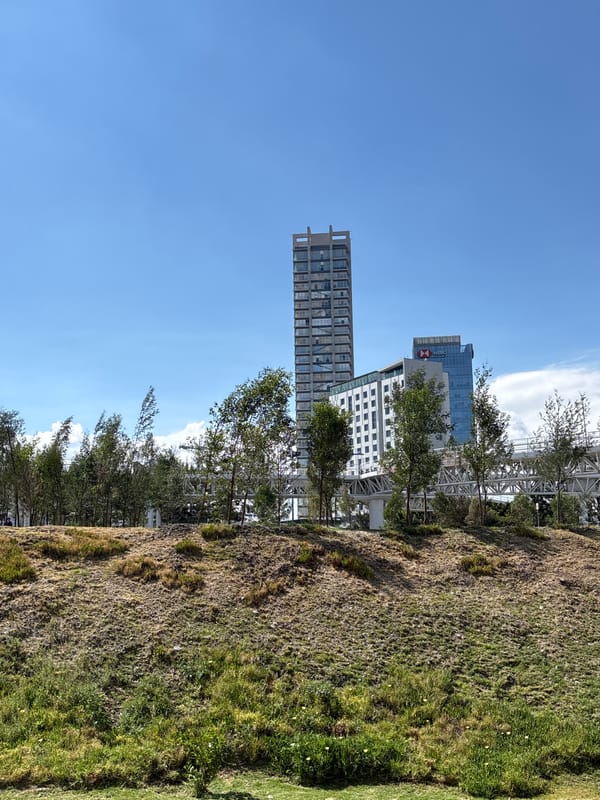Evening documentation of Puebla's modern urban landscape