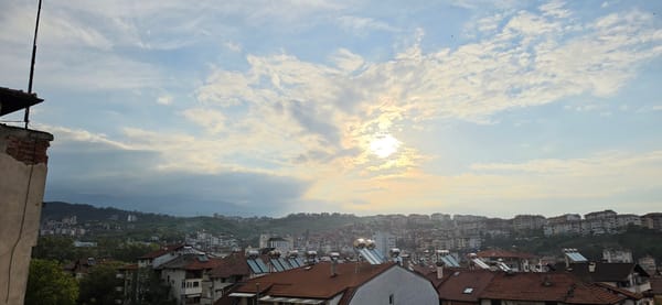 Dawn panoramic view captured over Sandanski Bulgaria valley