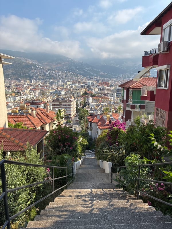 Morning hillside views capture Alanya cityscape from elevated vantage point