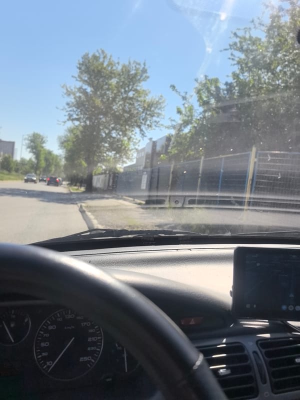 Driver captures street view while traveling at low speed