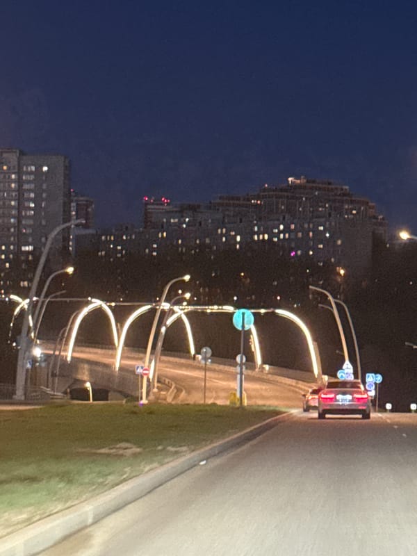 Evening documentation of illuminated residential buildings in Khimki