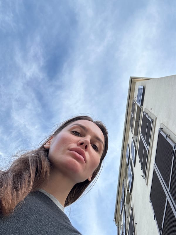 Woman photographed from below in Tivat, Montenegro