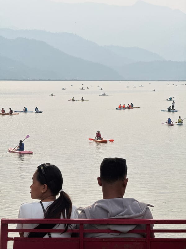 Water sports enthusiasts enjoy lake activities in Pokhara