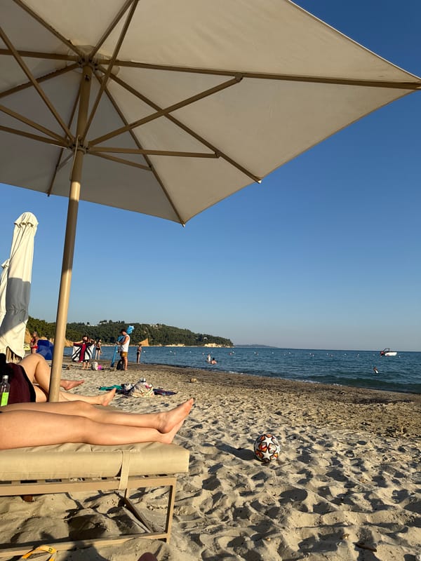 Afternoon to sunset on a Kassandra beach in Greece