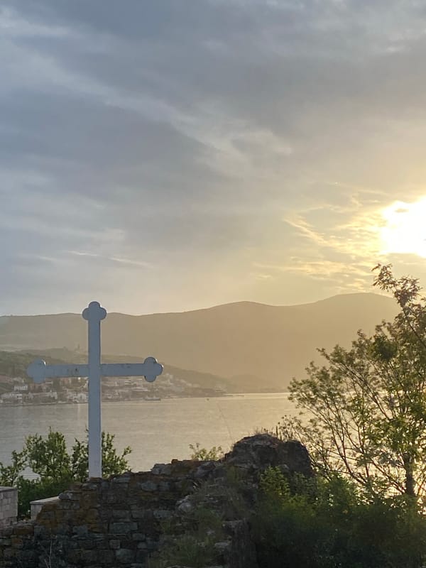 Peaceful coastal scenes captured near Christian cross in Bogišići