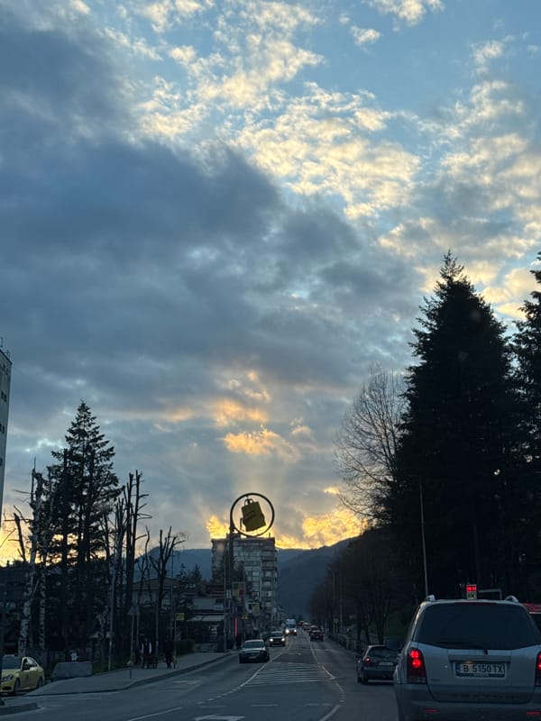 Evening street scenes documented in Smolyan, Bulgaria