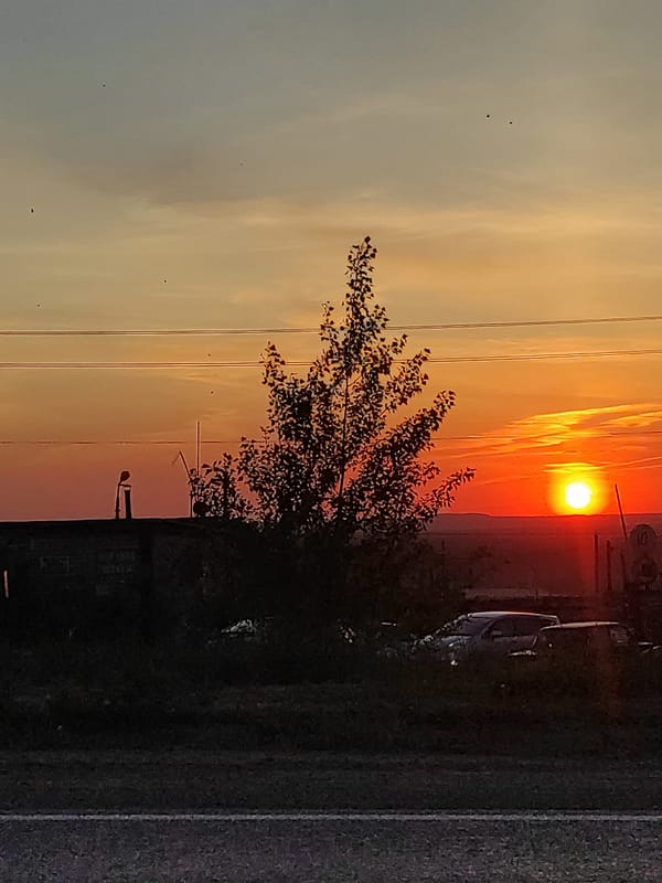 Sunset observed over rural Chaikovsky, Russia landscape