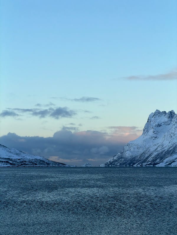 Winter fjord landscape captured in Tromsø, Norway