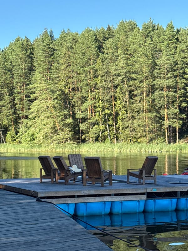 Lakeside cabin retreat on the Votkinsk Reservoir, summer afternoon