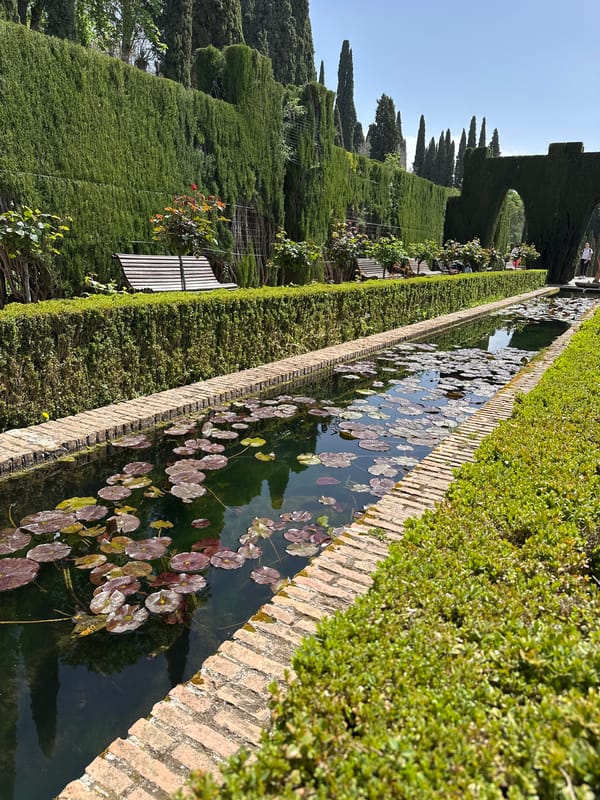 Formal garden water feature documented in Granada, Spain