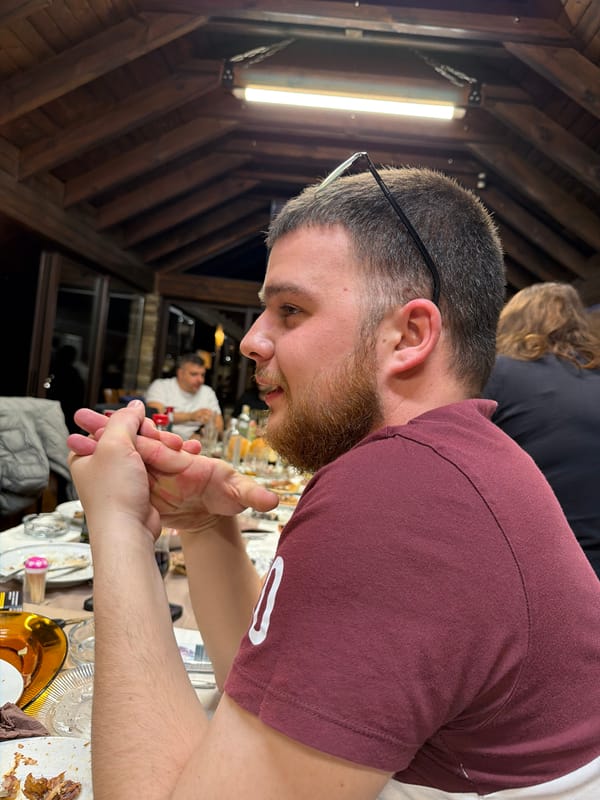 Evening dining gathering captured in Mizia, Bulgaria restaurant