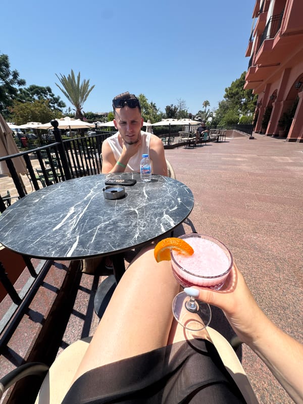 Cocktails and patio life at a Kemer resort café