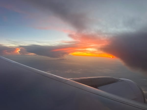 Airplane passenger captures sunset view over Kepez, Turkey