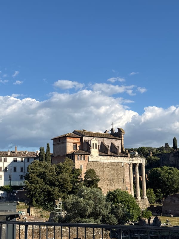 Tourist documents Roman Forum and historic sites during afternoon visit
