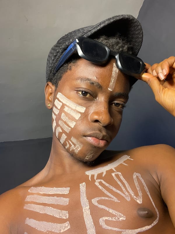 Traditional body paint portrait documented in Nkpor, Nigeria
