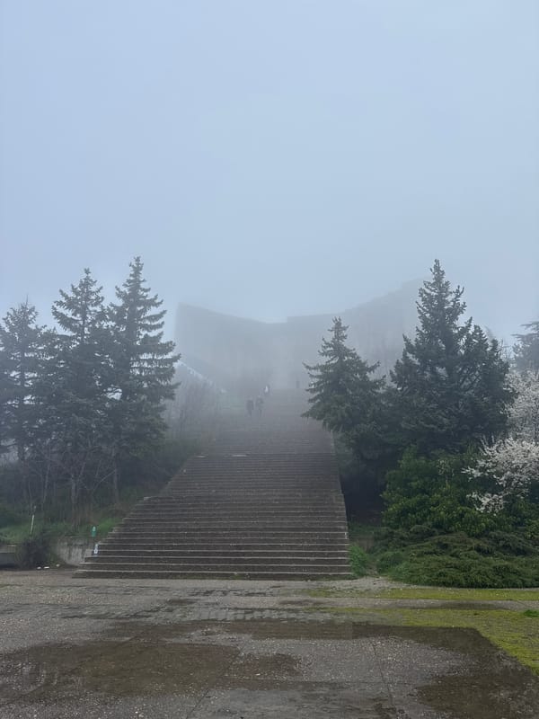 Foggy morning at Bulgarian-Soviet Friendship Monument in Varna
