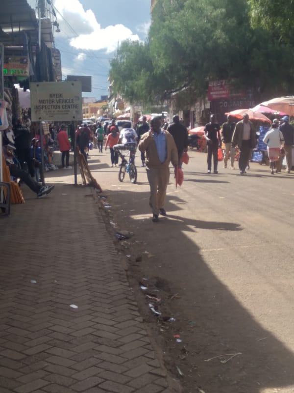 Busy street scenes documented across Nyeri, Kenya markets