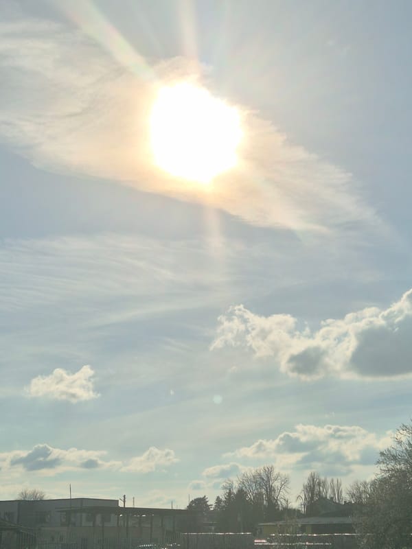Bright sunlit sky with cloud formations observed in Bulgaria