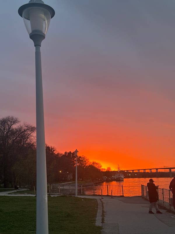 Sunset captured from park overlooking river in Varna, Bulgaria