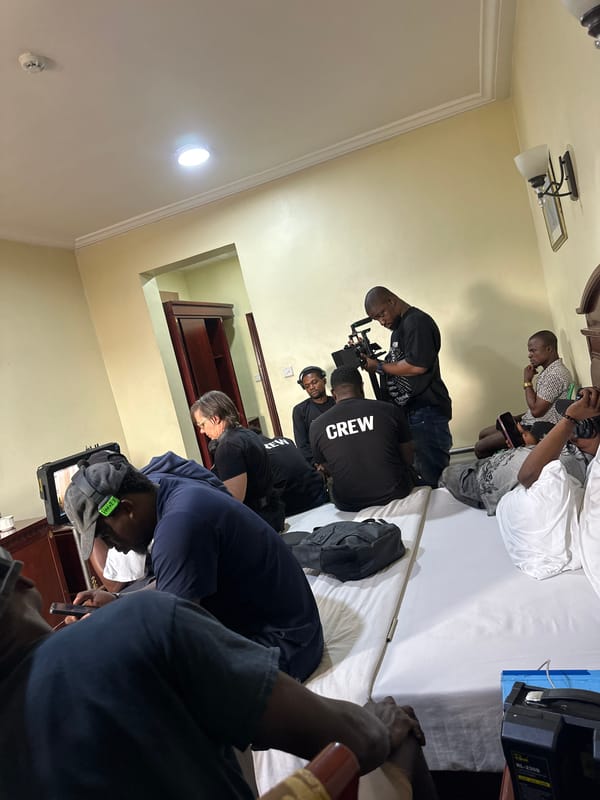 Film crew shoots bedroom scene in Lagos