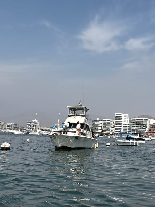 Yachts and sailboats gather in Ancón harbor waters