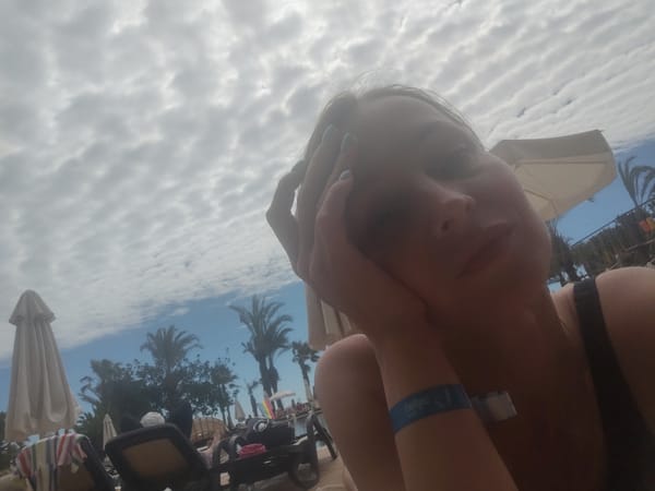 Tourist takes casual selfie in Alanya, Turkey