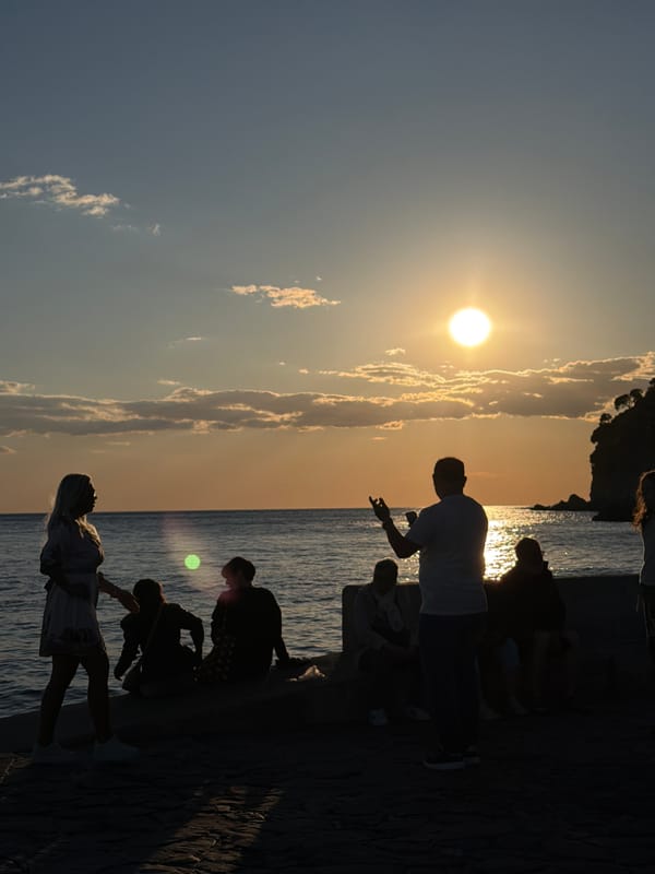 Sunset documented over Adriatic coast in Petrovac, Montenegro