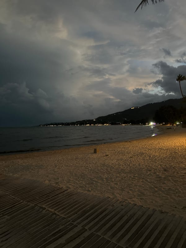 Storm moves into Ko Samui beach at dusk