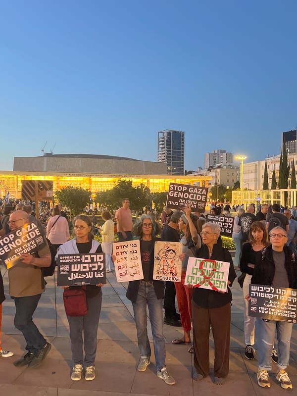 Pro-Palestinian protesters demonstrate in Tel Aviv's Habima Square