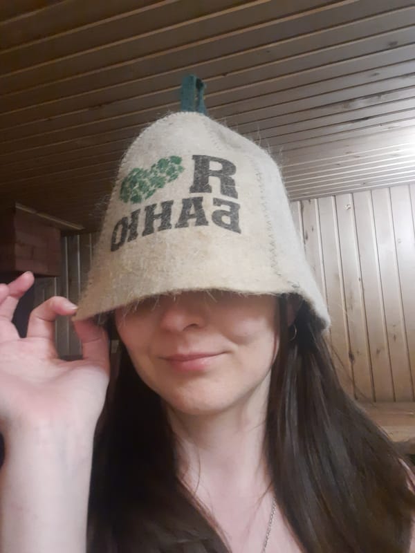 Person spotted in traditional sauna hat in Krasnogorskoye