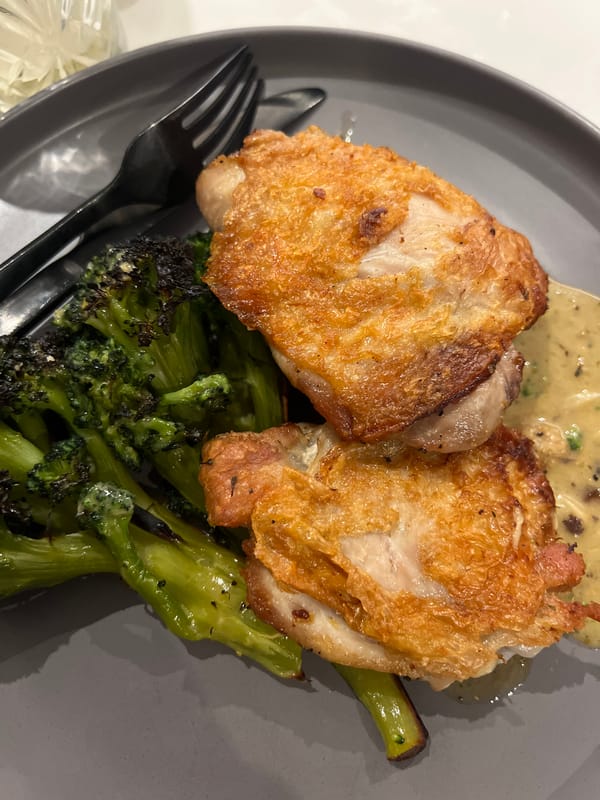 London resident documents chicken dinner with roasted vegetables