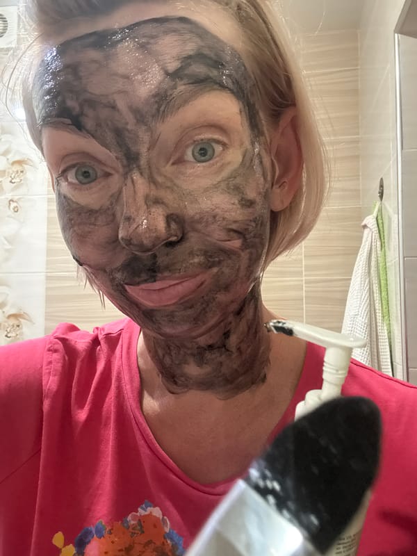 Woman's evening skincare routine documented in Sochi hotel room