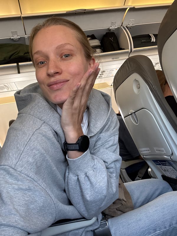 Female traveler documents airport journey through Israeli terminal, aircraft