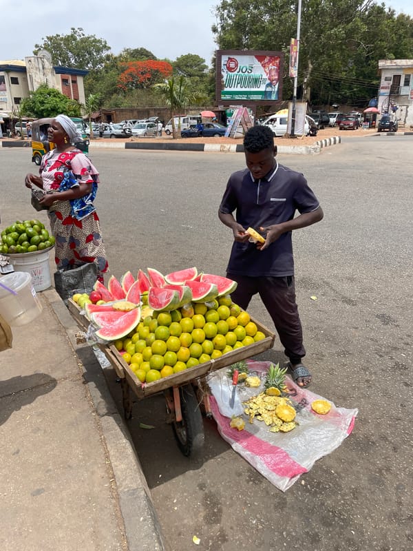 Street vendors sell fruit, food in Jos Nigeria