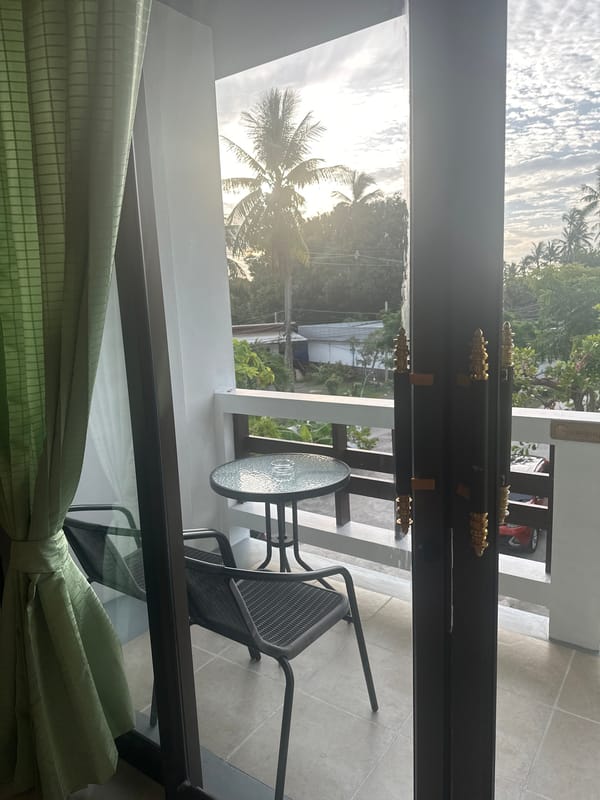 Ko Samui hotel room and balcony, tropical views included