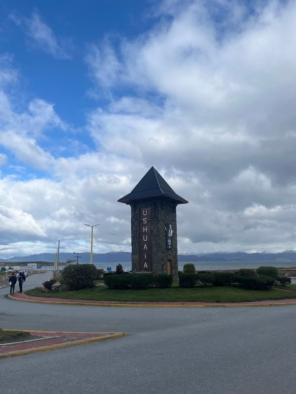 Coastal scenes documented in Ushuaia, Argentina under cloudy skies