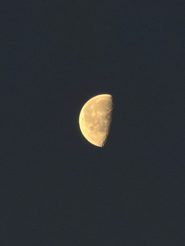 Crescent moon details over Surgut's night sky