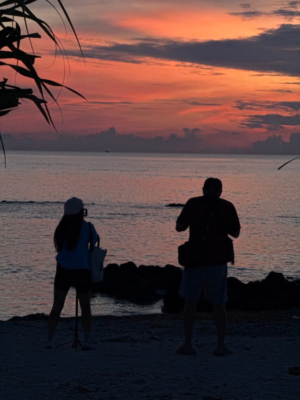 Sunset silhouettes on a Lý Sơn beach